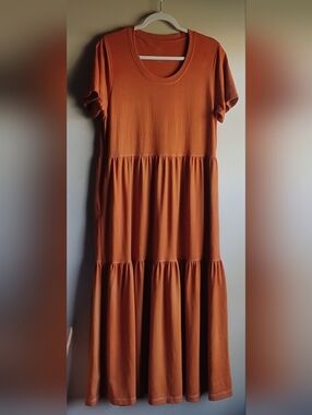 WOOLX Lucia Midi Dress In Terracota Color L